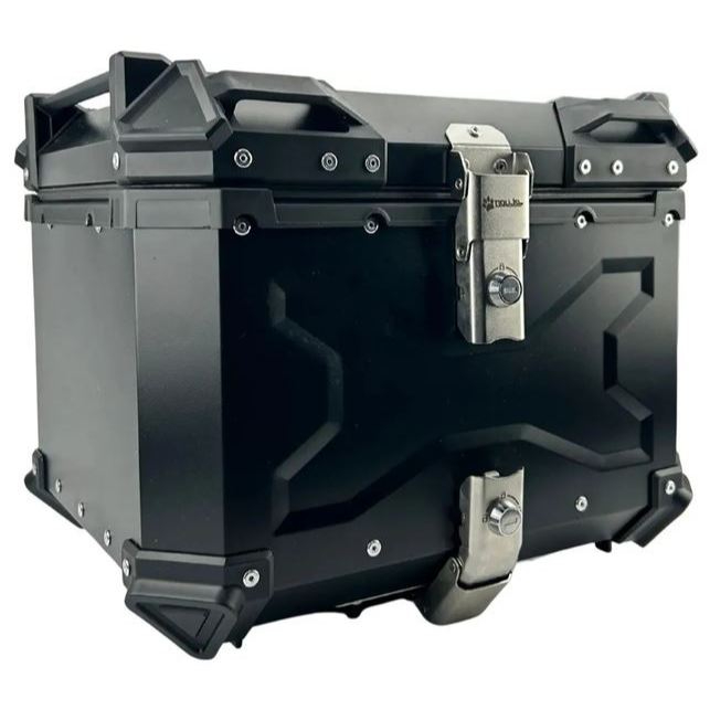 Bauleto Bau Preto Moto 45 Litros ACM Aluminio Com Suporte Universal Xtreme Com Encosto Passageiro
