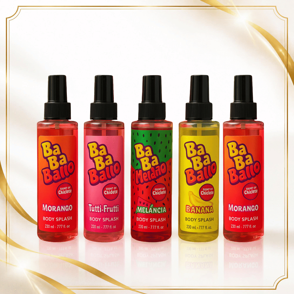 Kit 5 Body Splash Chiclete 230ml Cada Perfume Corporal Feminino Alta Fixação