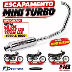 Escapamento Fortuna Cg Titan 1982 A 1999 Mini Turbo Cromado