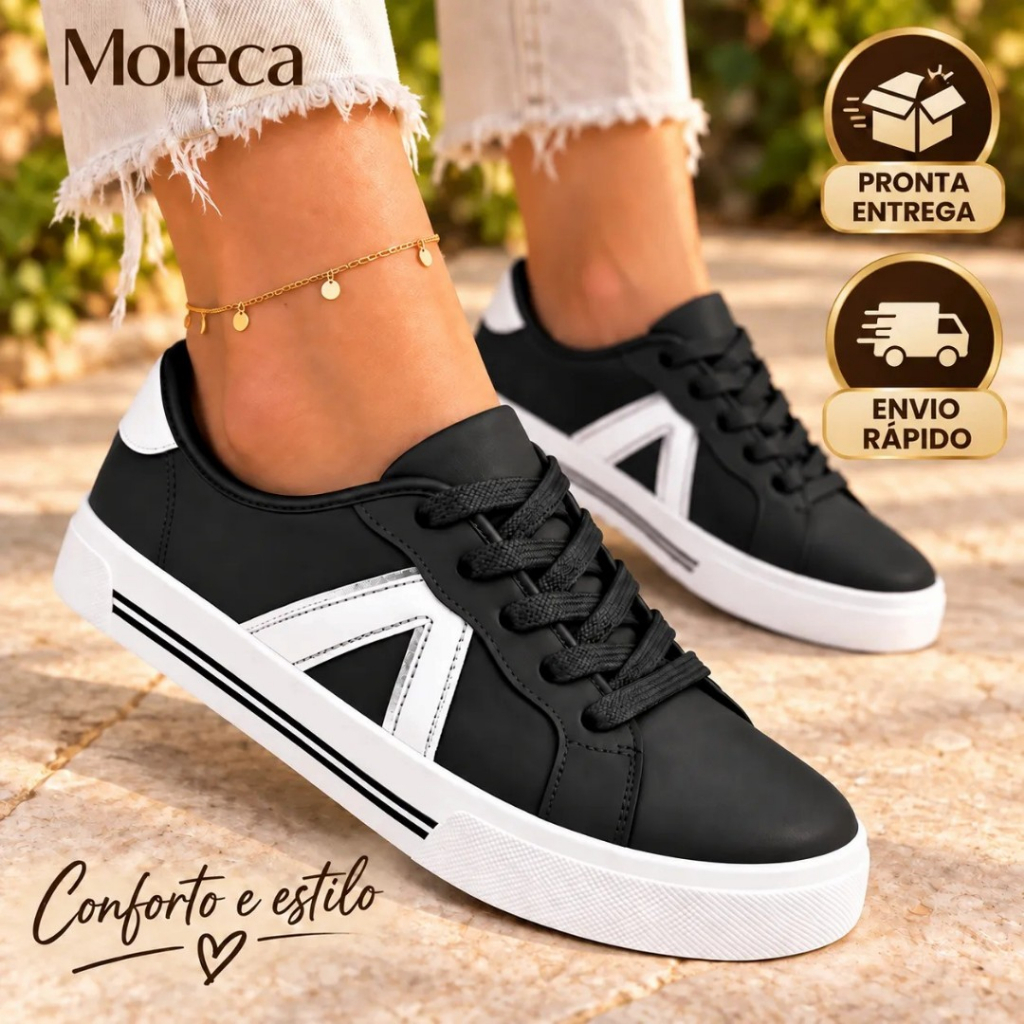 Tênis Feminino Casual Confortável Moleca Palmilha Dupla Original