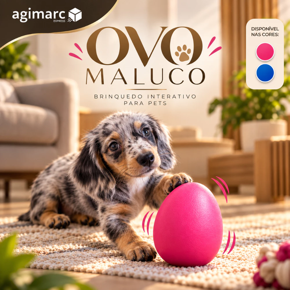 Brinquedo Ovo Maluco Mec Pet para Cães e Gatos Interativo Plástico Resistente AntiEstresse Diversão e Entretenimento Pet