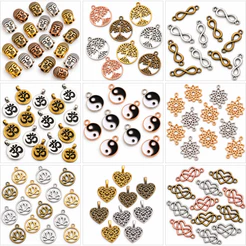 Kit 10 Pingentes ou Conectores Para Colares Pulseiras Japamalas Om Flor de Lótus Yin Yang Infinito Buda Coração