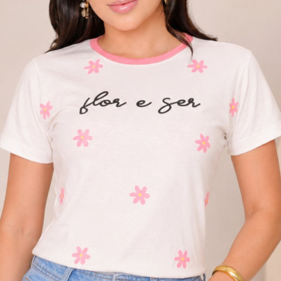 T-Shirt Feminina Camiseta Básica Algodão Confortável Casual Dia A Dia