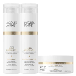 Jacques Janine Liso Absoluto Shampoo Sem Sal Condicionador Leave-in 240ml + Máscara Hidratação 80g