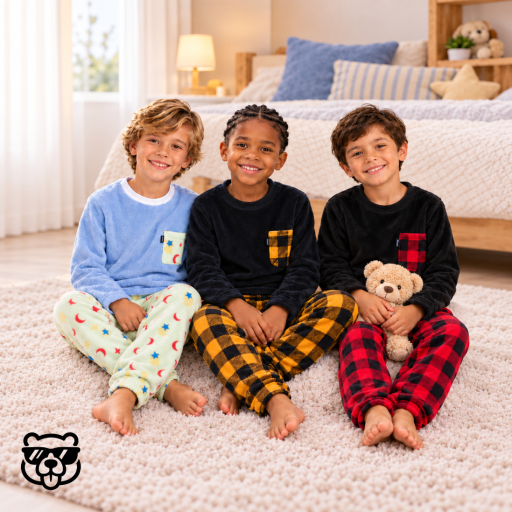 Conjunto Pijama Infantil Fleece Inverno Quentinho Ultrasoft Criança Frio Escola Sortido Menino