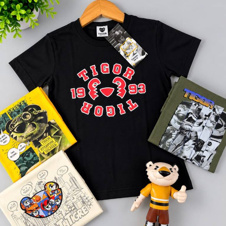 Camiseta Infantil Menino T. Tigre Manga Curta Estampada Verão Estampas Sortidas