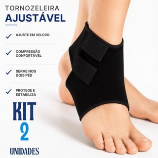 Kit Tornozeleira Estabilizadora Esportiva Compressão Ajustável Protetor Tornozelo