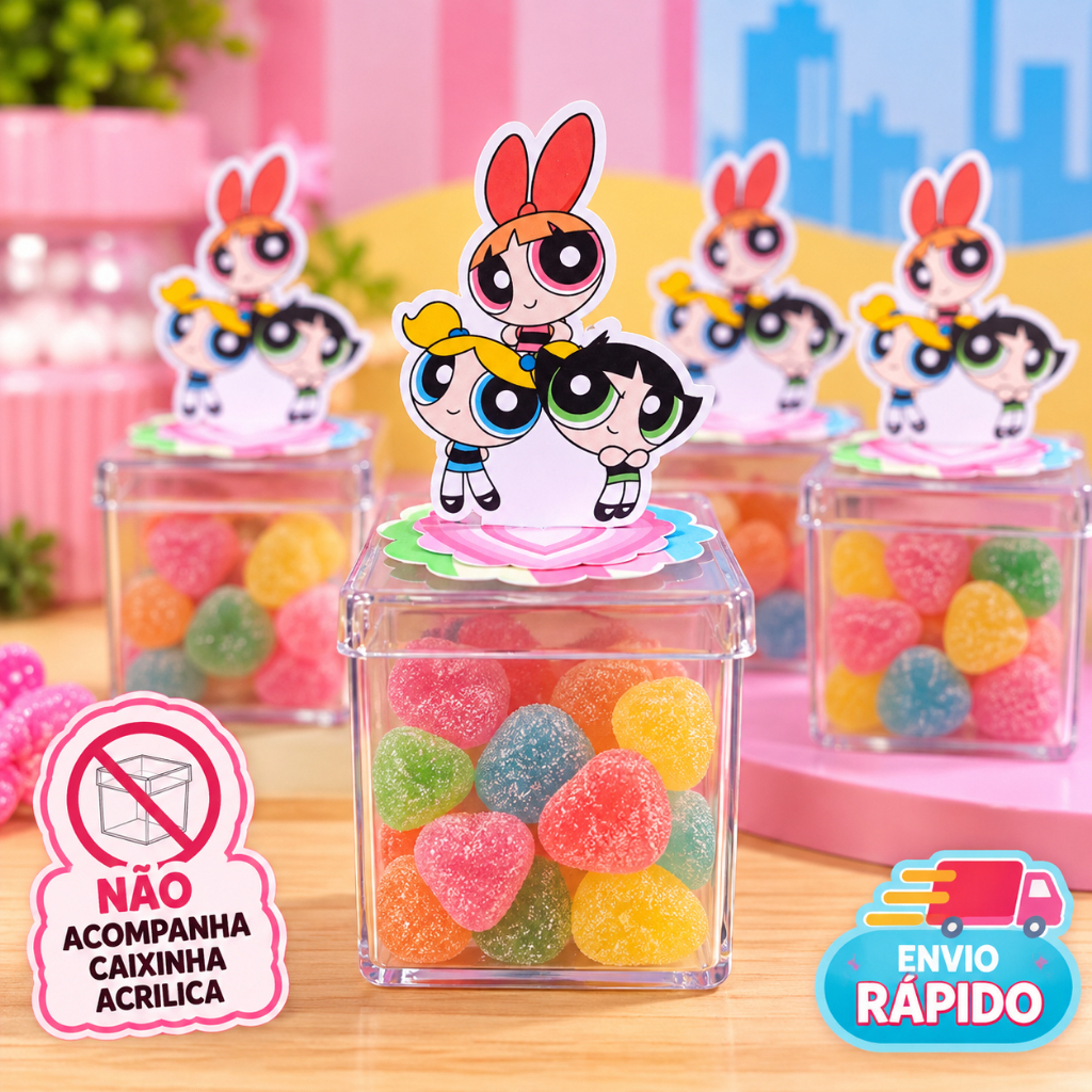 ENVIO IMEDIATO Apliques em pé 3D As Meninas Super Poderosas Lembrancinha Infantil Aniversário Florzinha Docinho Lindinha