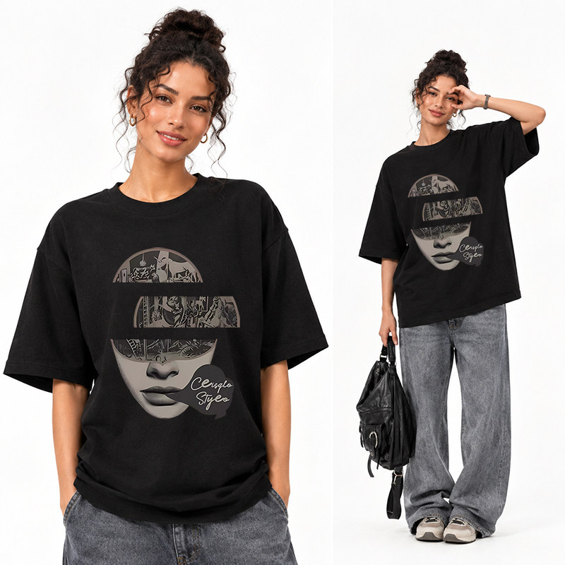Camiseta Casual para Dia a Dia com Estampa Streetwear, Oversized, 100% Algodão, Respirável C104