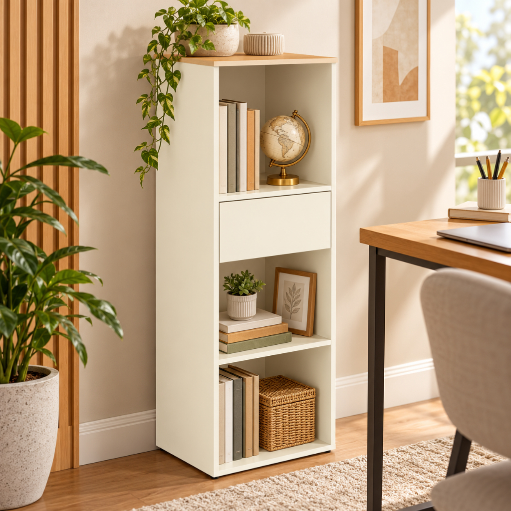 Armario Compacto Organizador Livreiro Multiuso Livia Office
