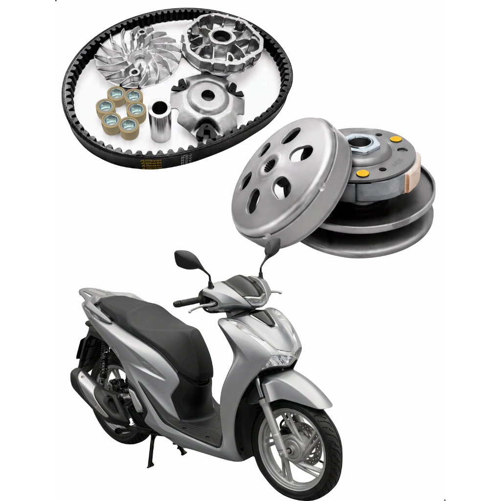 Kit Transmissão CVT Completo SH 150i Polia Variador Correia Roletes Scooter Honda 2017-2021