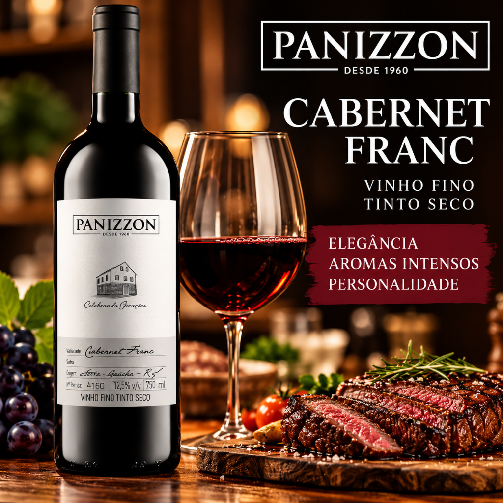 VINHO PANIZZON CABERNET FRANC 750 ML – VINHO FINO TINTO SECO — imagem 2 de 2