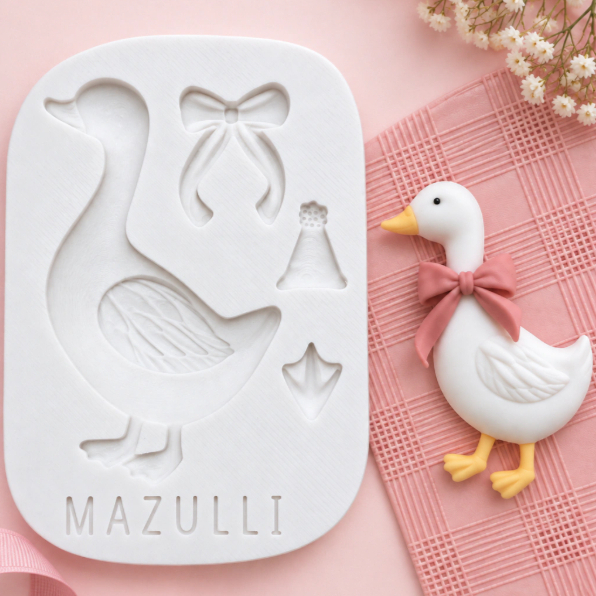 Molde de silicone Patinha fofa 7 cm cod 3072 Pata Ganso confeitaria biscuit ceramica decoração festa biscoito decorado