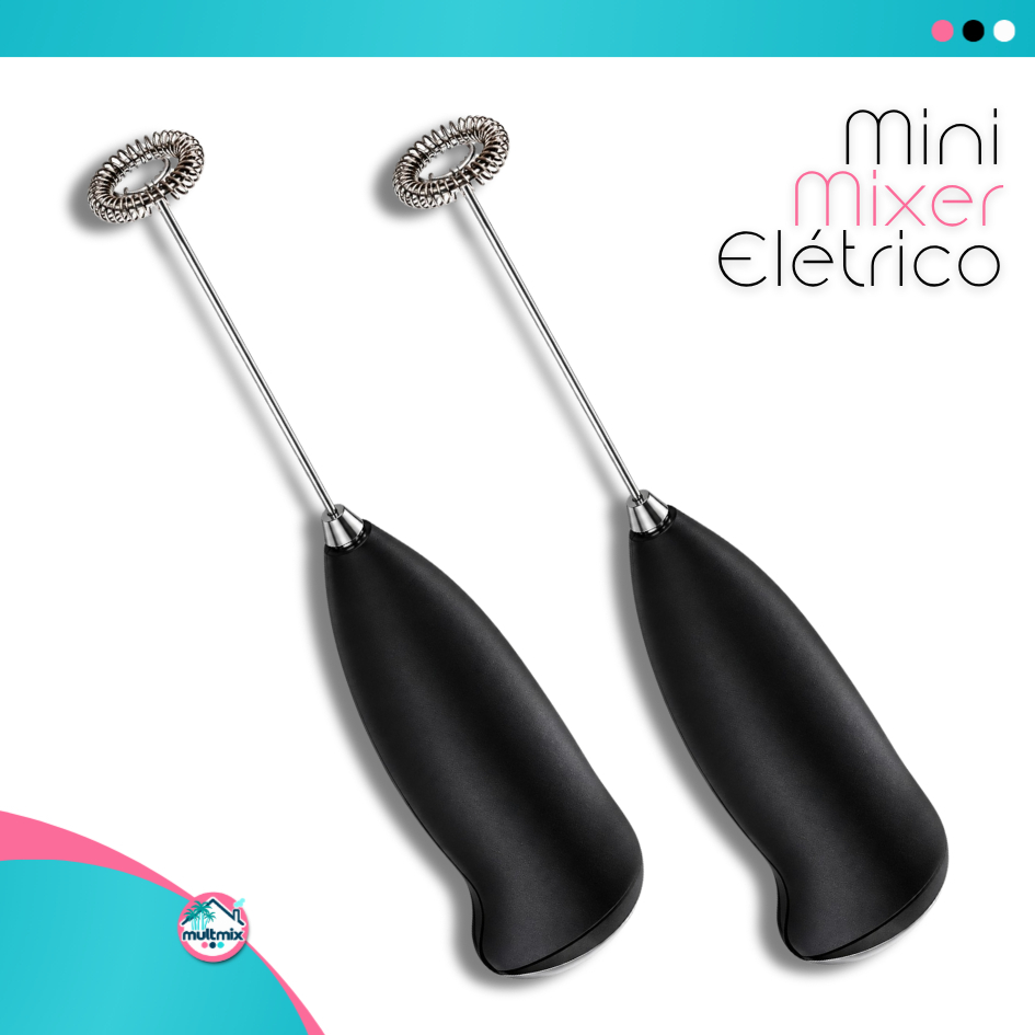 Mini Mixer Portátil Elétrico | Mistura Rápida e Eficiente p/ Bebidas e Preparos de Cozinha | 1a3Uni.