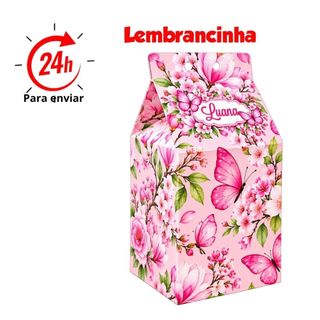 Lembrancinha Caixa Milk Jardim Encantado Borboletas com Nome Personalizada Festa Infantil