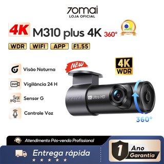Câmera Veicular 70mai M310 Plus 4k Dash Cam F1.55 App Wi-Fi 360° 24h Visão Noturna Sensor G/Uber Taxi