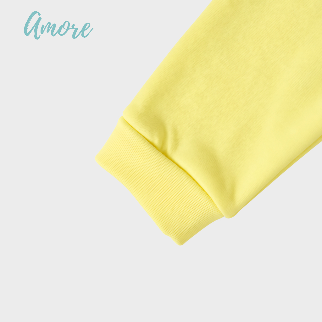 Macacão de Bebê Amore Vira Pé Amarelo Com Zíper e Protetor 100% Algodão · foto 2