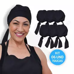 Kit Com 6 Touca Bandana Chef Unissex Cozinha Padaria Restaurante 100% Oxford