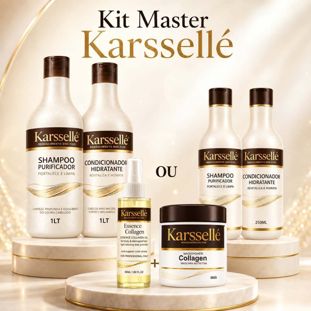 Kit Shampoo + Cond. 1LT OU 250ml OU + Máscara 500g + Oleo 60ml - Karssellé