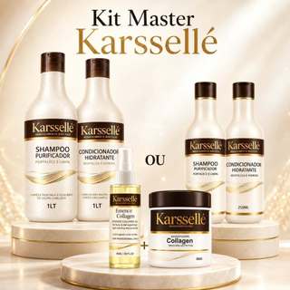 Karssellé Kit Shampoo + Condicionador 250ml OU 1LT + Máscara 500g + Oleo 60ml