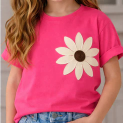 Camiseta Infantil Feminina Margarida Fofa Roupa Menina Confortável Algodão Macio Estampa Divertida Casual Moda Kids