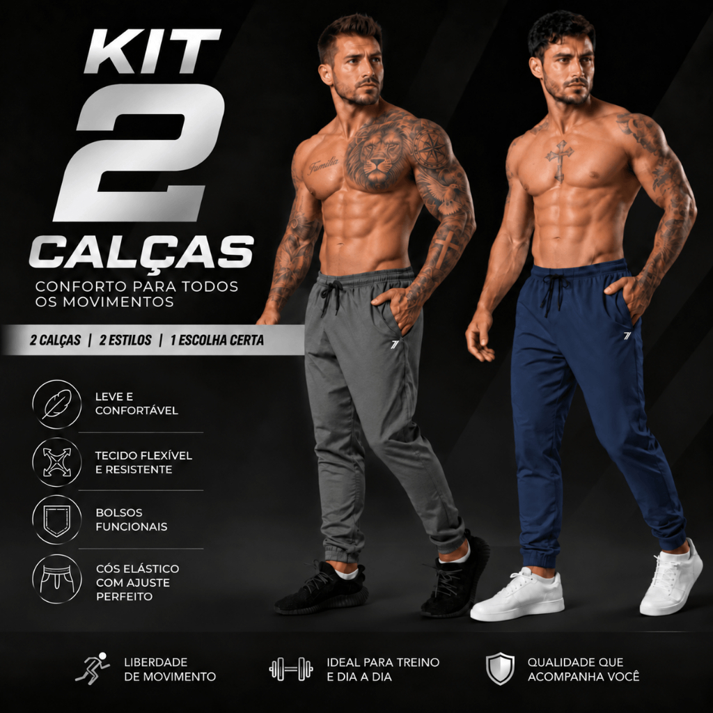 Kit 2 Calças Masculina Jogger Tactel Conforto, Estilo e Liberdade de Movimento na Academia e Corrida