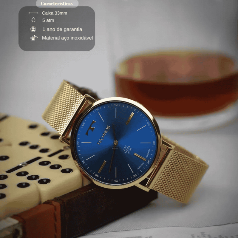 Relógio Technos Masculino Analógico Quartz Aço Inox 40mm 5ATM Original 2025LTKS4A — imagem 2 de 2