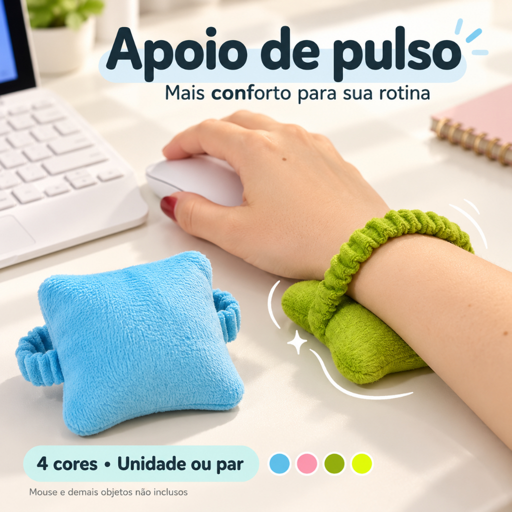 Apoio de Pulso para Mouse Protetor Almofadado Macio com Elástico Unidade ou Par