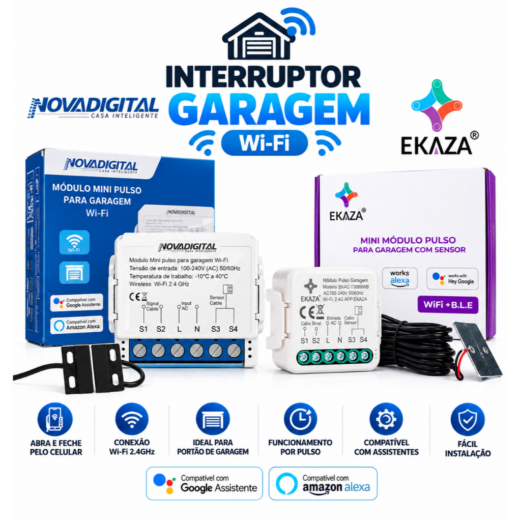 Interruptor Inteligente Portao Garagem Wi-fi Ekaza