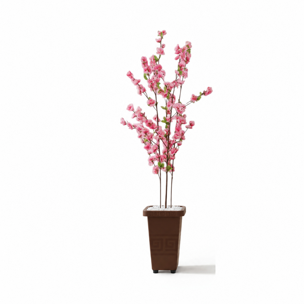Planta Artificial Flores Cerejeira  Rosa com Vaso Grande Decoração Casa Enfeite Sala Elegante