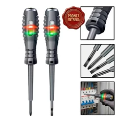 Chave De Teste Voltagem Eletricista Caneta Medidora Luz LED Magnética Profissional Pronta Entrega