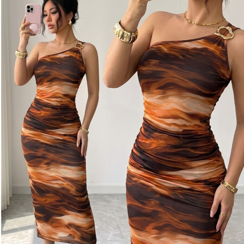 Vestido Feminino Tule Midi com estampa manga unica com forro e elastano varias cores,novas estampas.