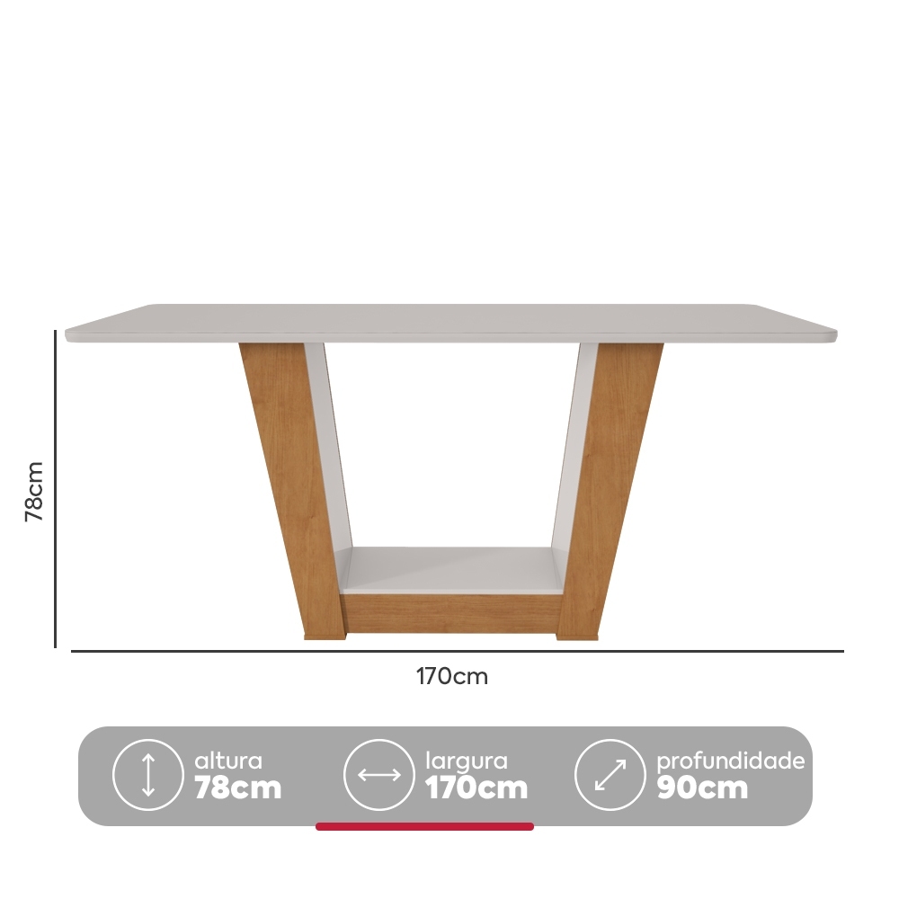 Conjunto Sala de Jantar Mesa 1,70 + 6 cadeiras Apogeu Linho Rinzai Bege Amendoa Clean/Off White · foto 2