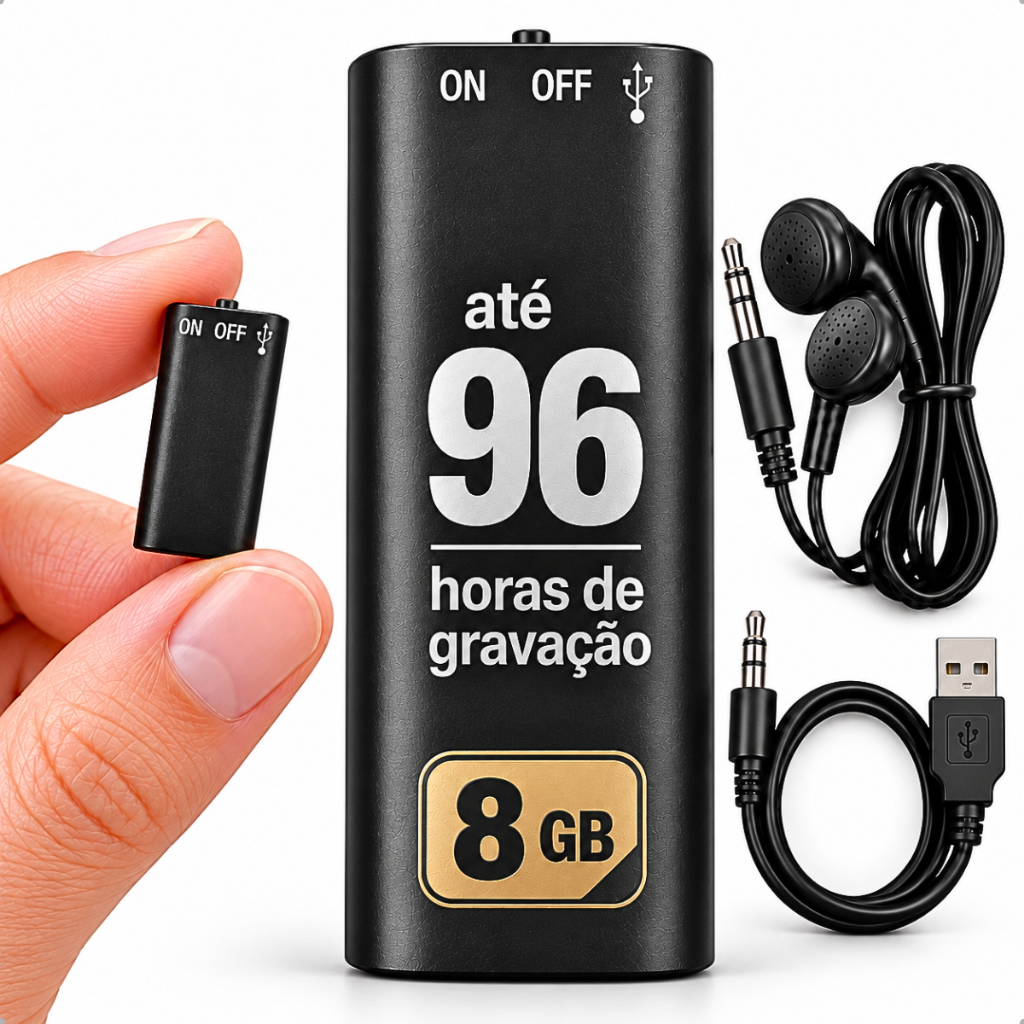 Mini Gravador De Voz Digital 8gb Até 96h Espião Discreto Micro Escuta Portátil Profissional Usb Para Reunião Aula Curso