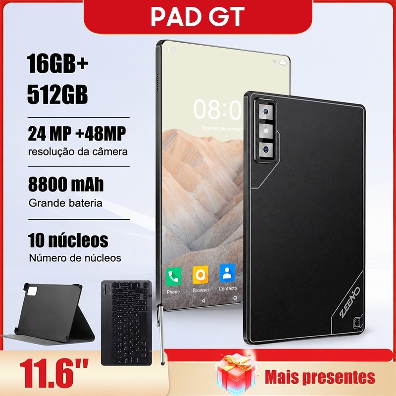 Tablet 5G Wi-Fi Pad GT 16GB RAM + 512GB ROM 11.6-inch large screen  8850mAh Batteries Dual SIM Android tablet