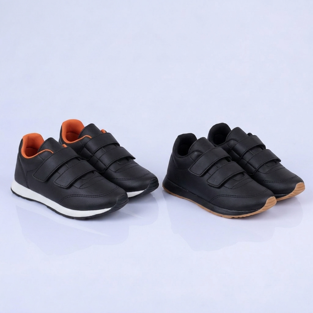 Tênis Infantil Escolar Jogging Preto Menino e Menina Volta as Aulas Kidstep