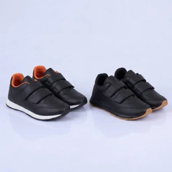 Tênis Infantil Escolar Jogging Preto Menino e Menina Volta as Aulas Kidstep