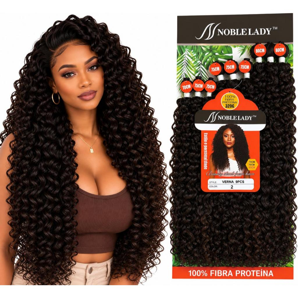 Cabelo Cacheado 100% Fibra Proteina 320gr 80cm 9 Telas VERNA - Noble Lady — imagem 2 de 2