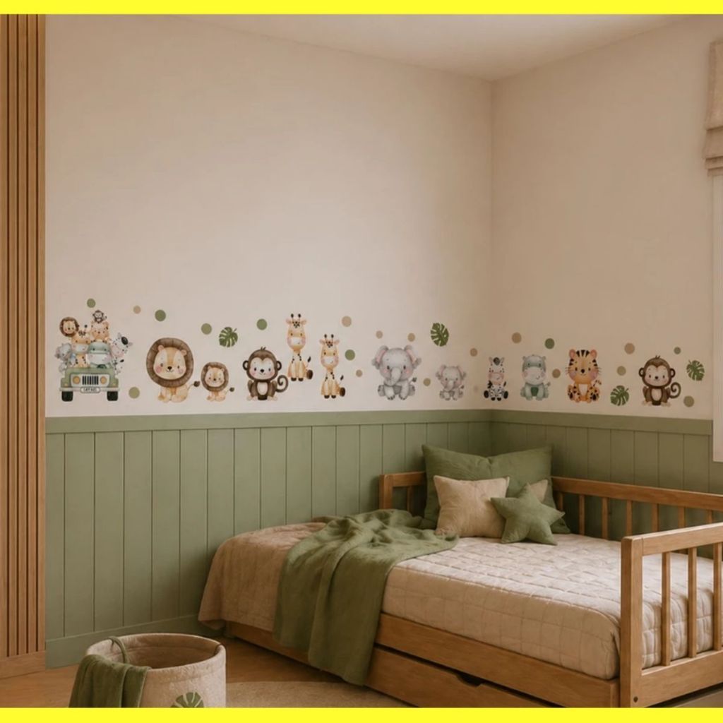 Kit de 44 Adesivos Recorte Animais Safari + Bolinhas - Papel de Parede Infantil DESCONTO