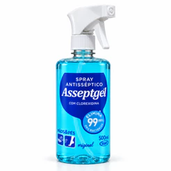 Asseptgel Spray Clorexidina 500ML Proteção Mãos E Pés Asseptgel Original Mata 99,9% Germes Unidade