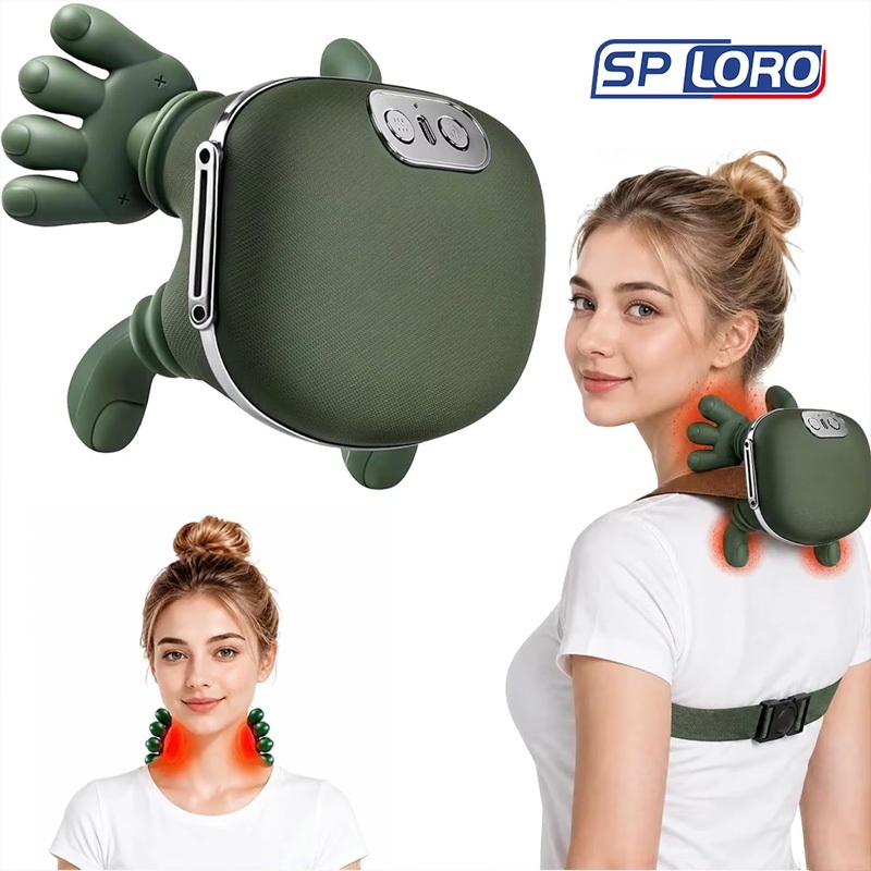 Massageador Cervical Elétrico Shiatsu com Aquecimento Para Pescoço Costas e Ombros Alívio de Tensão WGAMY