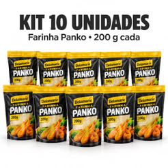 Kit 10 Farinha Panko Crocante Para Empanar 200g Delamarie