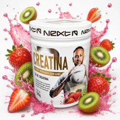 Creatina Monohidratada 100% Pura 300g Sabor Morango Com Kiwi Next 10 Original
