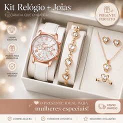 Conjunto Relógio feminino quartz e joia ( NÃO ACOMPANHA CAIXA)