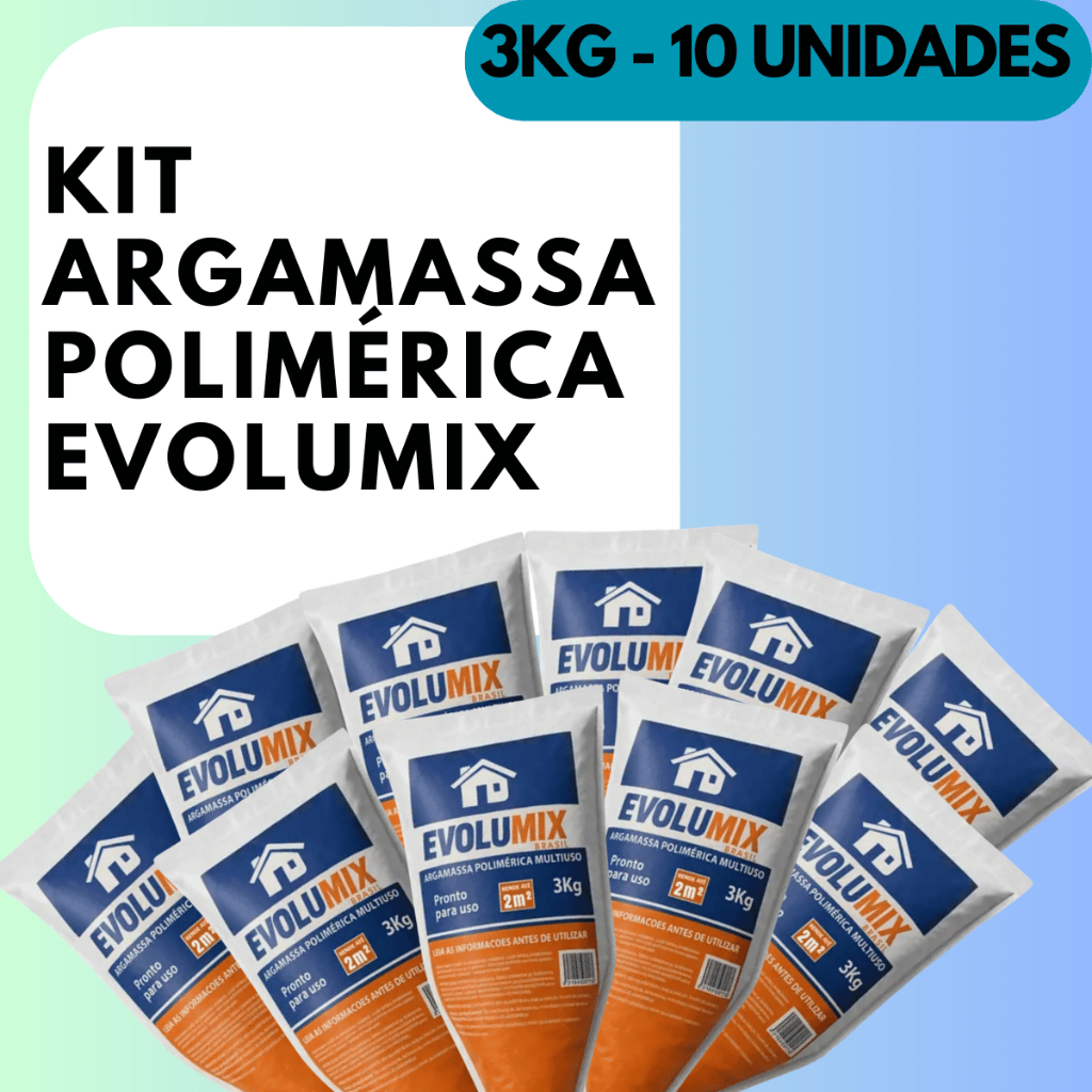 Argamassa Polimérica Evolumix Bisnaga | Kit com Pronta 10 Unidades 30kg | 3x mais resistência