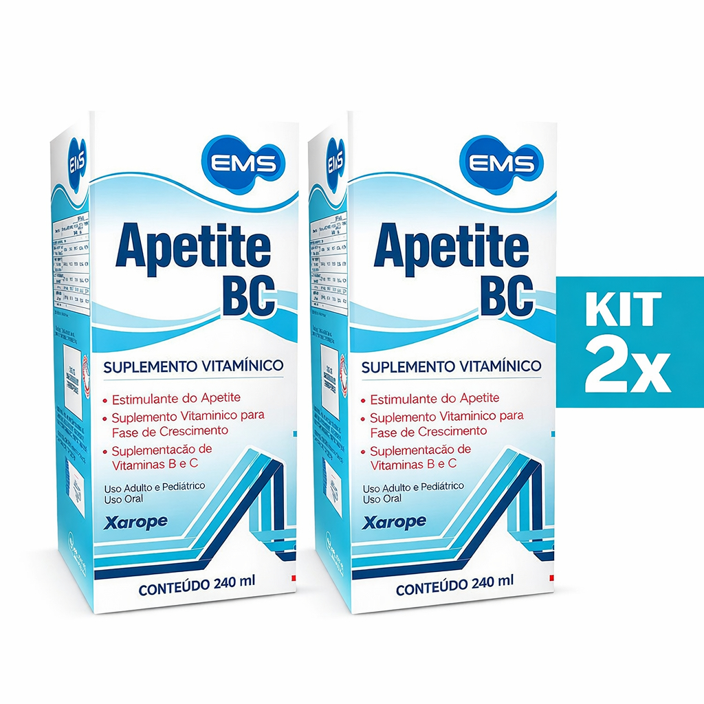 Kit Apetite BC EMS 2 Unidades – Suplemento Vitamínico Infantil e Adulto 240ml em Oferta na Shopee