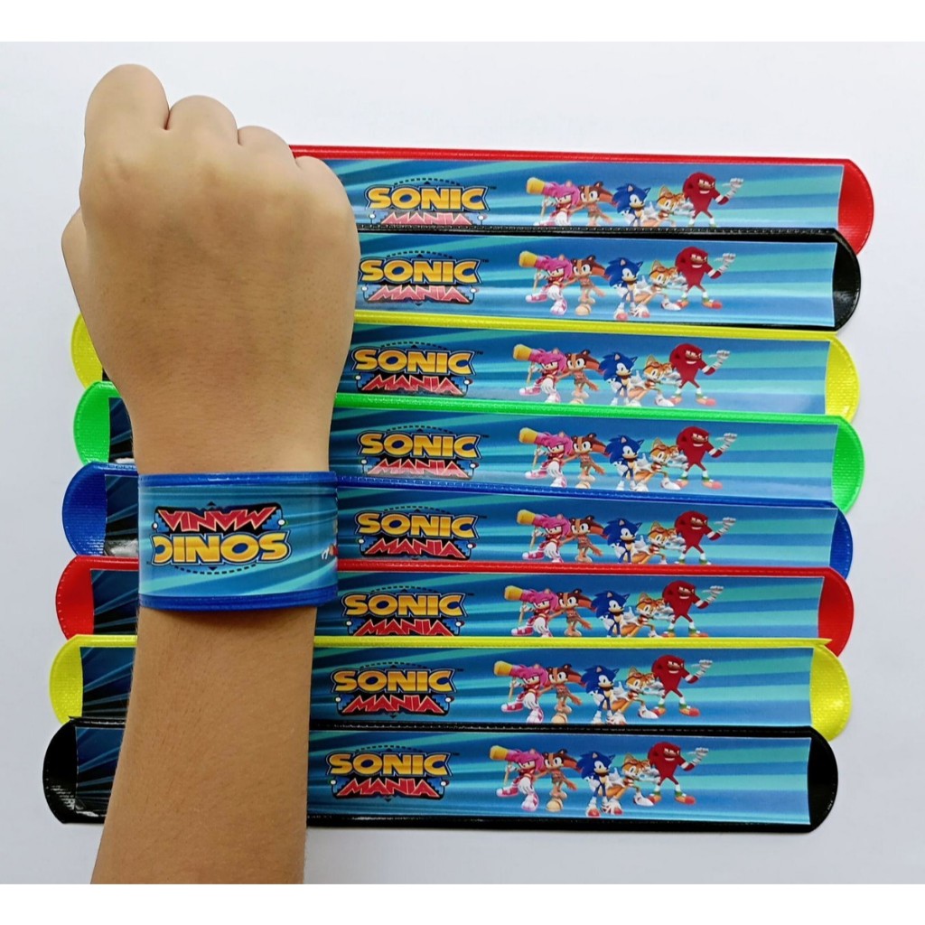 Pulseira Bate Enrola Personalizada SONIC Lembrancinha Festa Infantil