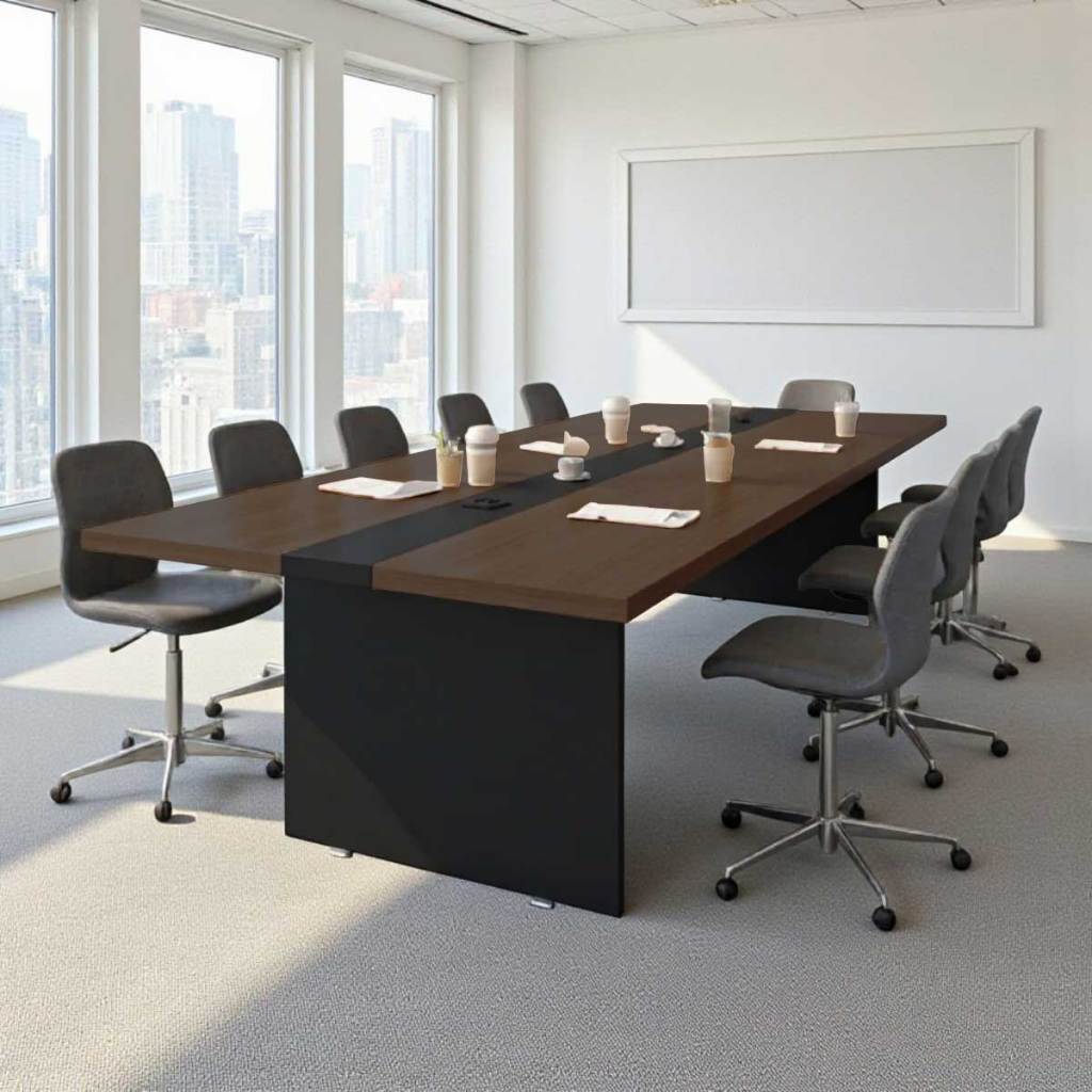 Mesa de Reunião 8 Lugares com Faixa Lyon Noce Preto