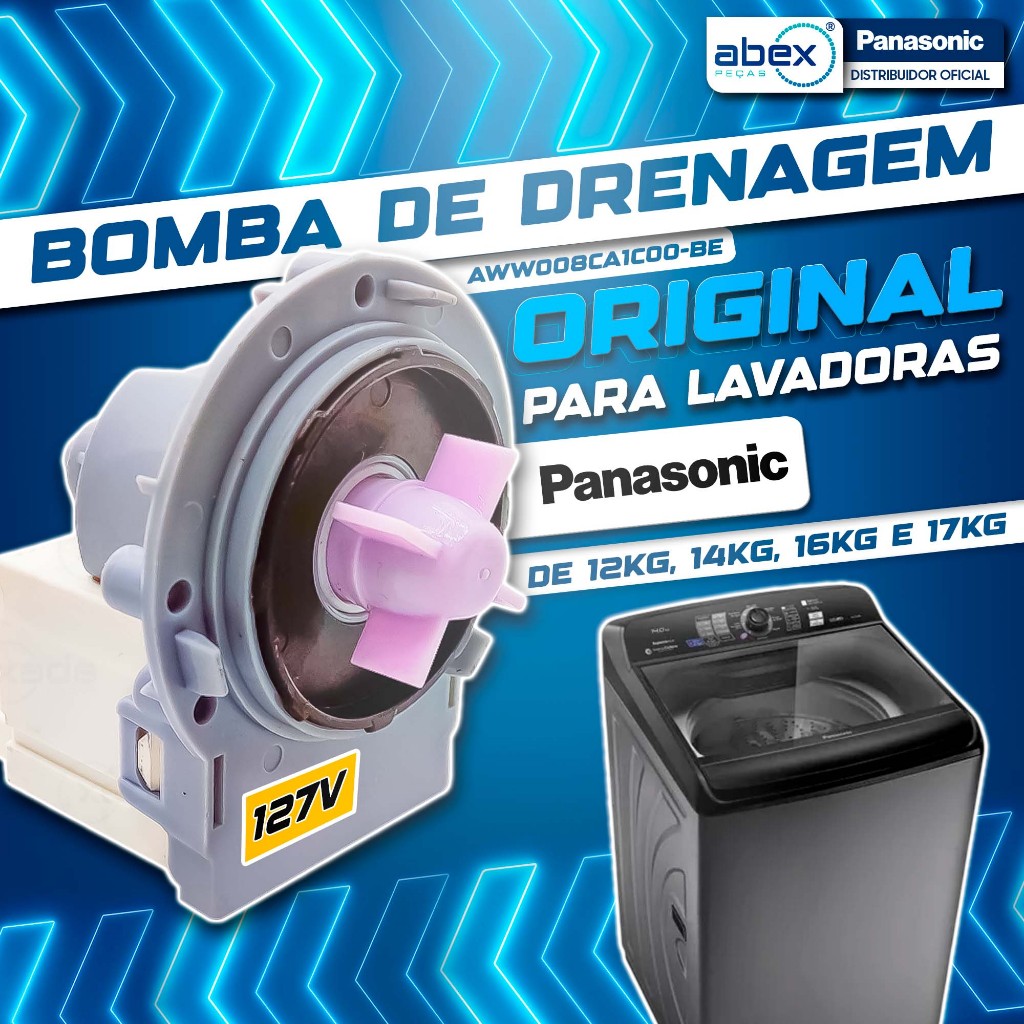 Bomba De Drenagem Para Lavadora Panasonic 12kg 14kg 16kg 17kg AWW008CA1C00-BE 110 127v Original