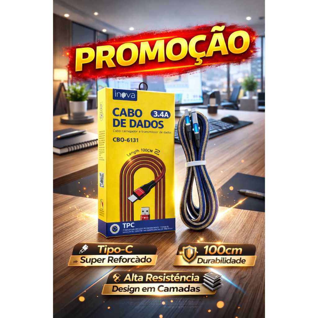 cabo USB-C Tipo C Carregamento Rápido Turbo - Compacto e Versátil em Oferta na Shopee